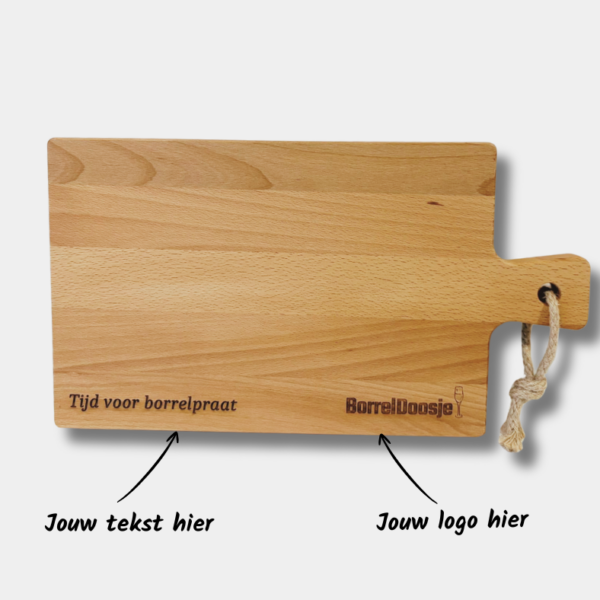 Borrelplank graveren - Gratis logo en tekst - Rechthoek - 37cm x 19cm - Beuken