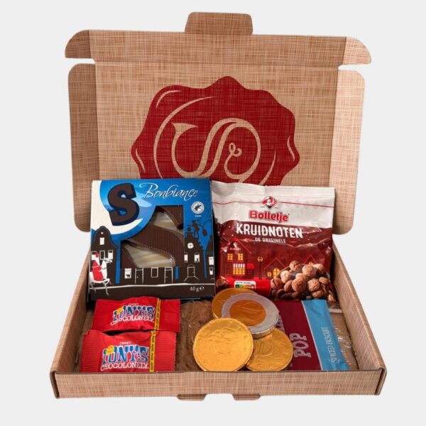 Luxe Sinterklaas brievenbuspakket met Chocoladeletter, Pepernoten, Tiny Tony, Chocolademuntjes en Speculaaspop