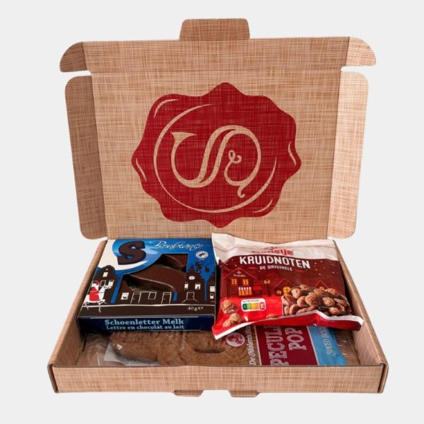 Luxe Sinterklaas brievenbuspakket met chocoladeletter, pepernoten en speculaaspop